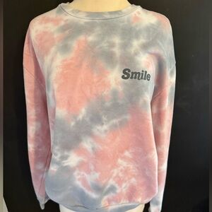 Smile Tie-Dye Sweatshirt in Pink and Blue Urban Nation XL